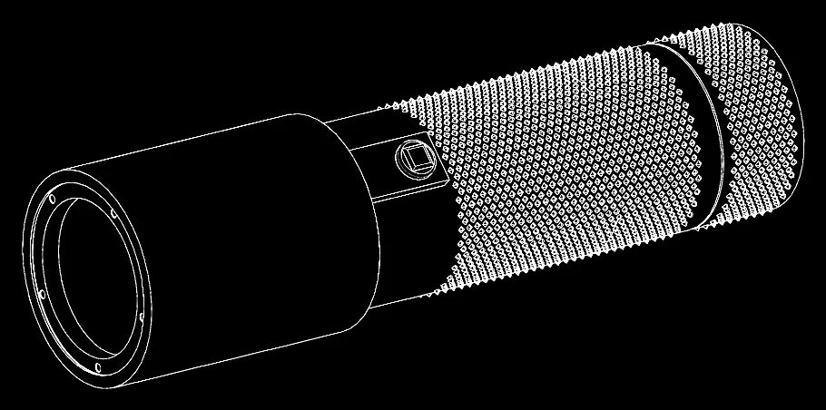 Technical line drawing of the LΔSΞR flashlight